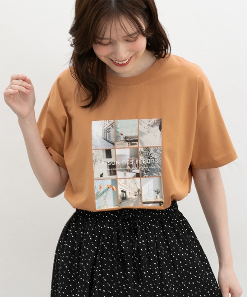 Honeys(ハニーズ)の「【ハニさら・接触冷感・UVカット・遮熱】フォトプリントTシャツ(Tシャツ/カットソー・レディース・オフホワイト/モカ/レッド/スミクロ/オレンジ・L/LL/M/S)」の21枚目の写真