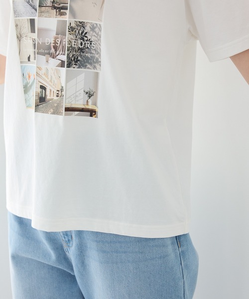 Honeys(ハニーズ)の「【ハニさら・接触冷感・UVカット・遮熱】フォトプリントTシャツ(Tシャツ/カットソー・レディース・オフホワイト/モカ/レッド/スミクロ/オレンジ・L/LL/M/S)」の10枚目の写真