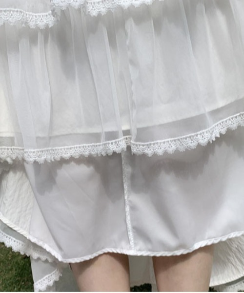 &soiree(アンドソワレ)の「裾レースティアードフリルスカート(スカート・レディース・ホワイト・FREE)」の5枚目の写真