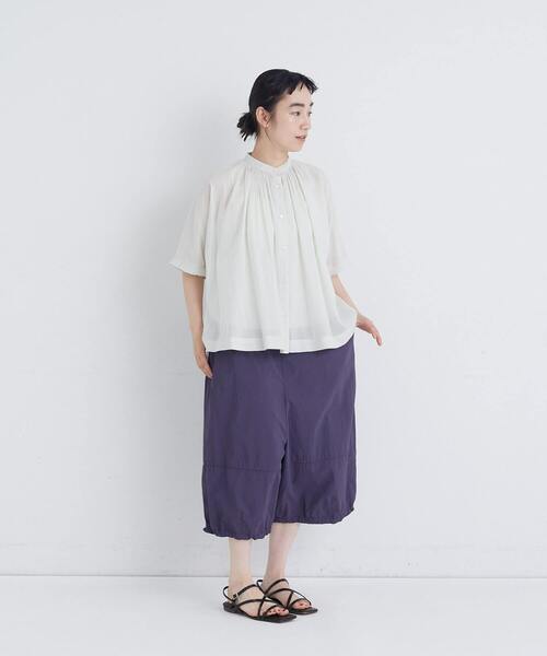 conges payes ADIEU TRISTESSE(コンジェ ペイエ アデュートリステス)の「【FAVE】インドコットンタックスリーブブラウス(シャツ/ブラウス・レディース・チャコールグレー/ピンク/ミント・38)」の4枚目の写真