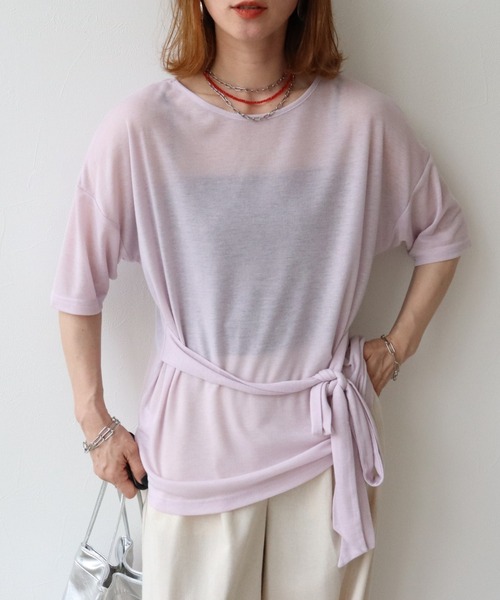 zena(ジェナ)の「シアースラブウエストマークTee(Tシャツ/カットソー・レディース・オフホワイト/ラベンダー/ブラック・MEDIUM)」の3枚目の写真