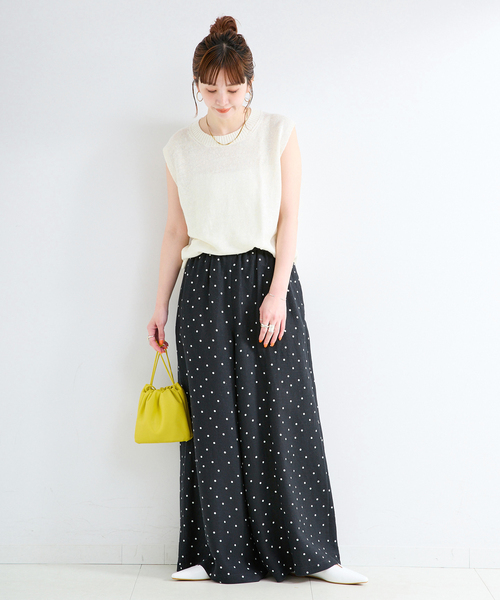 B.C STOCK(ベーセーストック)の「《追加》《S/Mサイズ展開》手洗い可 / リネンレーヨンワイドイージーパンツ(その他パンツ・レディース・カーキ/ブルー/スミクロ/ブラックミックス・SMALL/MEDIUM)」の5枚目の写真