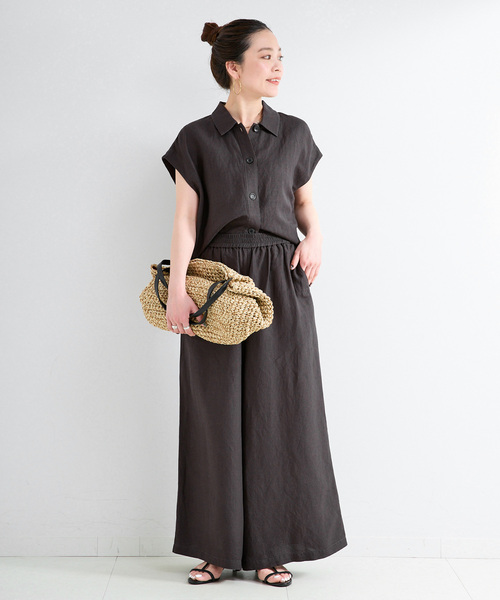 B.C STOCK(ベーセーストック)の「《追加》《S/Mサイズ展開》手洗い可 / リネンレーヨンワイドイージーパンツ(その他パンツ・レディース・カーキ/ブルー/スミクロ/ブラックミックス・SMALL/MEDIUM)」の13枚目の写真