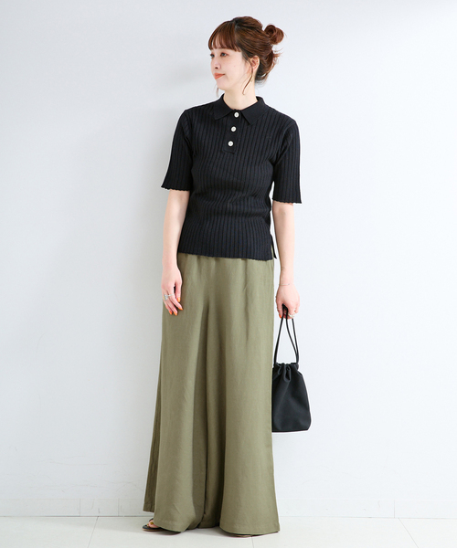 B.C STOCK(ベーセーストック)の「《追加》《S/Mサイズ展開》手洗い可 / リネンレーヨンワイドイージーパンツ(その他パンツ・レディース・カーキ/ブルー/スミクロ/ブラックミックス・SMALL/MEDIUM)」の20枚目の写真