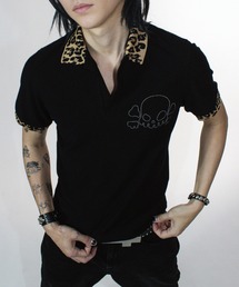 KEYMISERY（キーミザリー）の「A'GEM/9 × .kom 『KEYMISERY/キーミザリー』Leopard Crop PK T-shirt/レオパードクロップカラーTシャツ（Tシャツ/カットソー）」