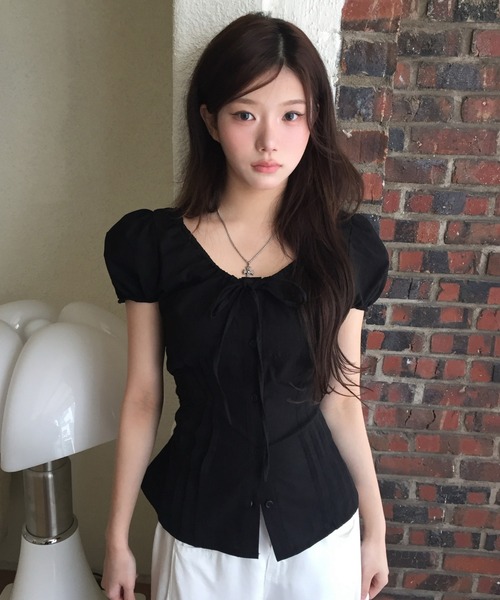 AVYL(アヴィル)の「フロントリボン ブラウス(Tシャツ/カットソー・レディース・ホワイト/ブラック・M)」の13枚目の写真