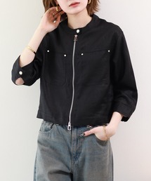 【MAKITO】 ダブルファスナー丸首ジャケット8分袖