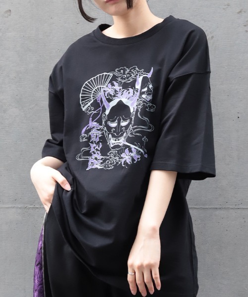 REZEN(リゼン)の「般若×煙管Tシャツ(Tシャツ/カットソー・メンズ・ローズ/ブルーパープル/レッドパープル・FREE)」の4枚目の写真
