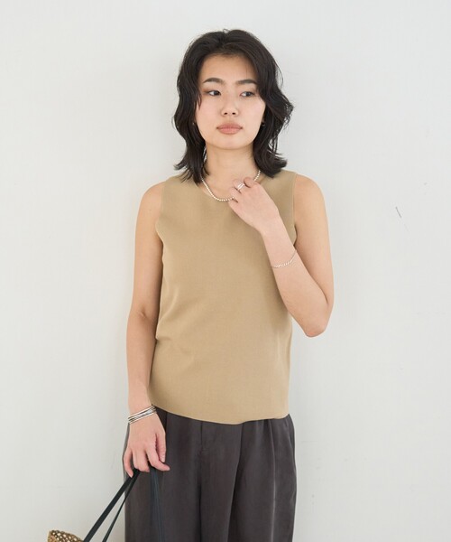 Rouge vif(ルージュヴィフ)の「総針編みノースリーブニット/サマーニット/夏服/オフィス(ニット/セーター・レディース・ダークブラウン/ベージュ/ブラック・フリー)」の15枚目の写真