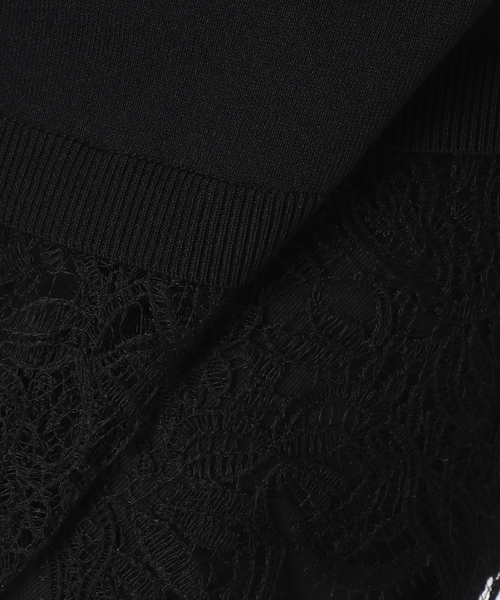 JOURNAL STANDARD(ジャーナルスタンダード)の「【洗える/接触冷感】WASHABLE COOL レースヘム ハーフスリーブ プルオーバー(ニット/セーター・レディース・アイボリー/ブラック・FREE)」の3枚目の写真