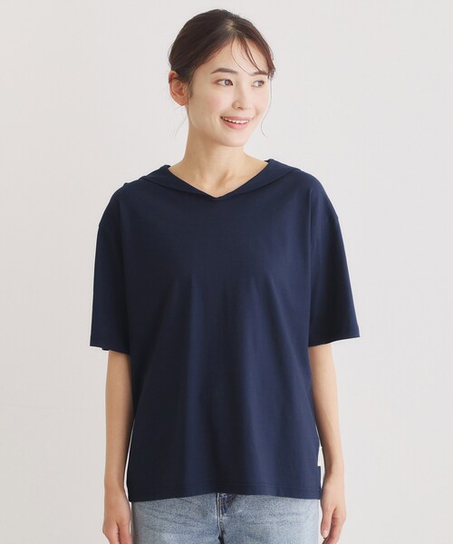 LAURA ASHLEY（ローラアシュレイ）の「【日本製/ワンマイルウエア】クールローレルスカイコット セーラーカラーシャツ（Tシャツ/カットソー・レディース・ネイビー・38）」の6枚目の写真