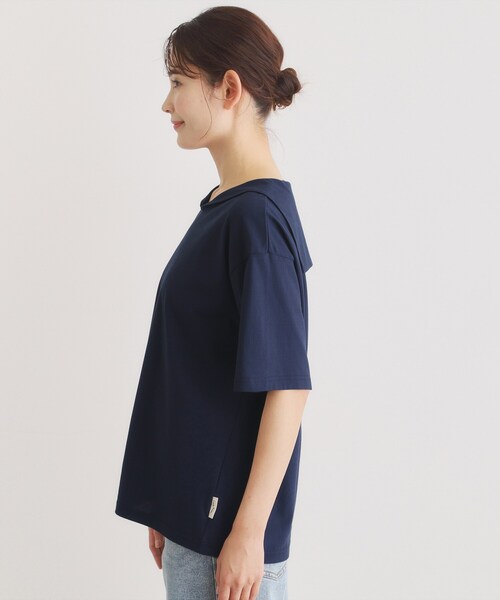 LAURA ASHLEY（ローラアシュレイ）の「【日本製/ワンマイルウエア】クールローレルスカイコット セーラーカラーシャツ（Tシャツ/カットソー・レディース・ネイビー・38）」の7枚目の写真