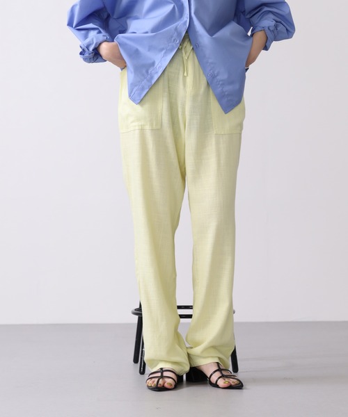 OMNES(オムネス)の「麻レーヨン リラックスワイドイージーパンツ(その他パンツ・レディース・イエロー/ラベンダー・WOMENS XL/WOMENS L/WOMENS M)」の2枚目の写真