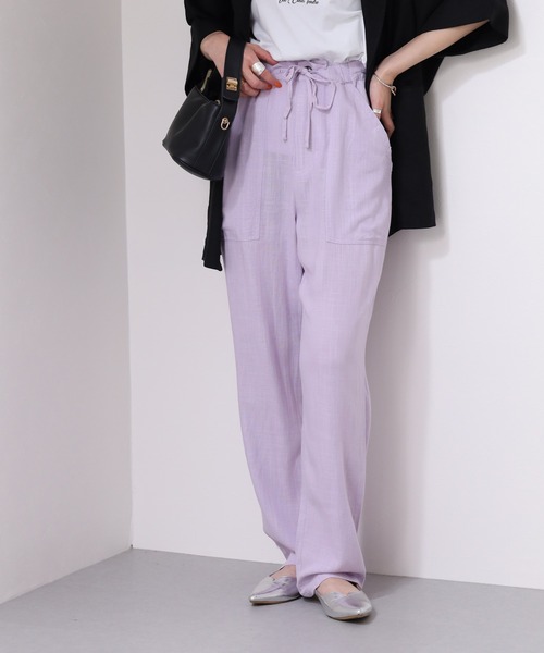 OMNES(オムネス)の「麻レーヨン リラックスワイドイージーパンツ(その他パンツ・レディース・イエロー/ラベンダー・WOMENS XL/WOMENS L/WOMENS M)」の3枚目の写真
