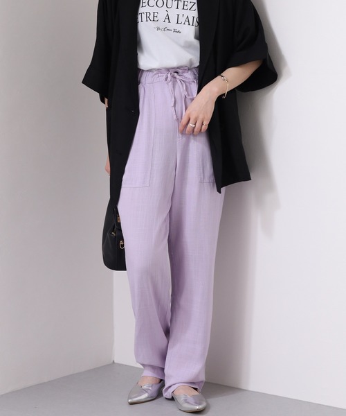 OMNES(オムネス)の「麻レーヨン リラックスワイドイージーパンツ(その他パンツ・レディース・イエロー/ラベンダー・WOMENS XL/WOMENS L/WOMENS M)」の4枚目の写真
