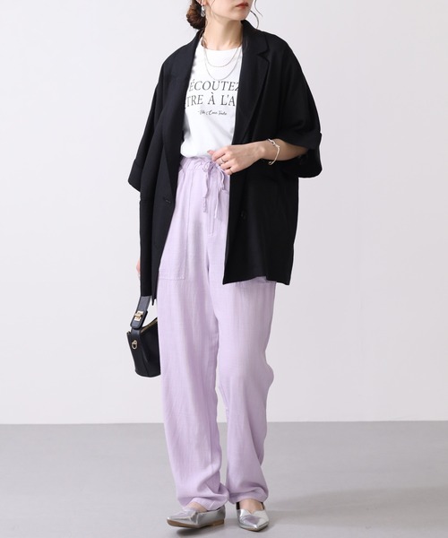 OMNES(オムネス)の「麻レーヨン リラックスワイドイージーパンツ(その他パンツ・レディース・イエロー/ラベンダー・WOMENS XL/WOMENS L/WOMENS M)」の6枚目の写真