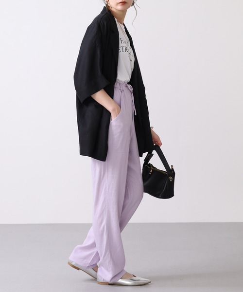 OMNES(オムネス)の「麻レーヨン リラックスワイドイージーパンツ(その他パンツ・レディース・イエロー/ラベンダー・WOMENS XL/WOMENS L/WOMENS M)」の7枚目の写真