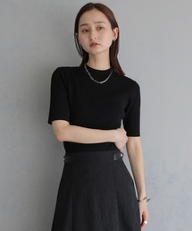 【&g'aime 】ラメリブハーフスリーブニット Glitter Ribbed Half-Sleeve Knit