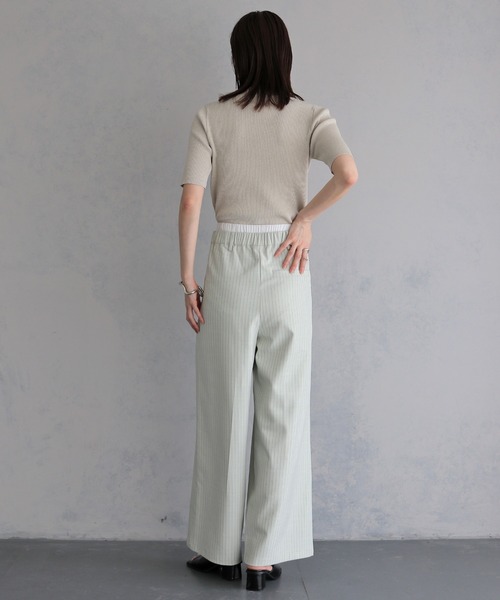 &g'aime(アンジェム)の「【&g'aime 】ラメリブハーフスリーブニット Glitter Ribbed Half-Sleeve Knit(ニット/セーター・レディース・アイボリー/ブラウン/ブラック・FREE)」の13枚目の写真