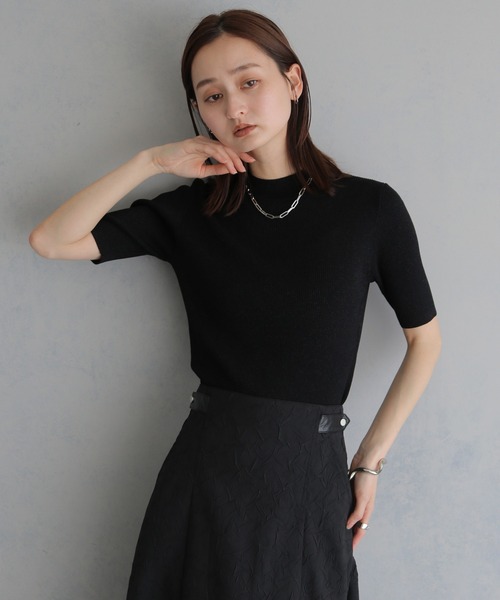 &g'aime(アンジェム)の「【&g'aime 】ラメリブハーフスリーブニット Glitter Ribbed Half-Sleeve Knit(ニット/セーター・レディース・アイボリー/ブラウン/ブラック・FREE)」の16枚目の写真