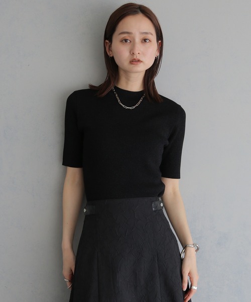 &g'aime(アンジェム)の「【&g'aime 】ラメリブハーフスリーブニット Glitter Ribbed Half-Sleeve Knit(ニット/セーター・レディース・アイボリー/ブラウン/ブラック・FREE)」の15枚目の写真