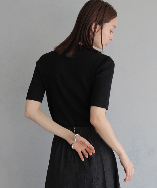 &g'aime(アンジェム)の「【&g'aime 】ラメリブハーフスリーブニット Glitter Ribbed Half-Sleeve Knit(ニット/セーター・レディース・アイボリー/ブラウン/ブラック・FREE)」の19枚目の写真
