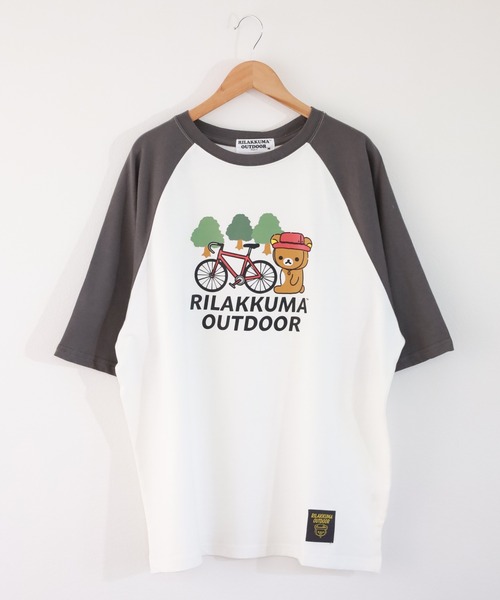 FUNALIVE(ファンアライブ)の「リラックマアウトドア 袖配色ラグランオーバーサイズTシャツ 半袖(Tシャツ/カットソー・メンズ・ブルー系その他/ベージュ系その他/ホワイト系その他・M/L/LL)」の4枚目の写真