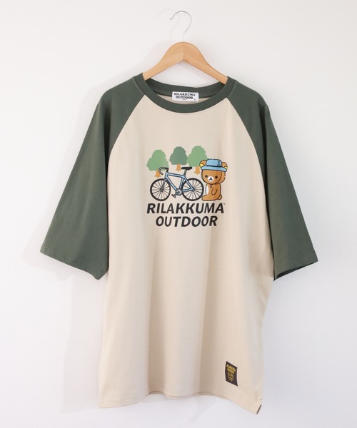 FUNALIVE(ファンアライブ)の「リラックマアウトドア 袖配色ラグランオーバーサイズTシャツ 半袖(Tシャツ/カットソー・メンズ・ブルー系その他/ベージュ系その他/ホワイト系その他・M/L/LL)」の6枚目の写真