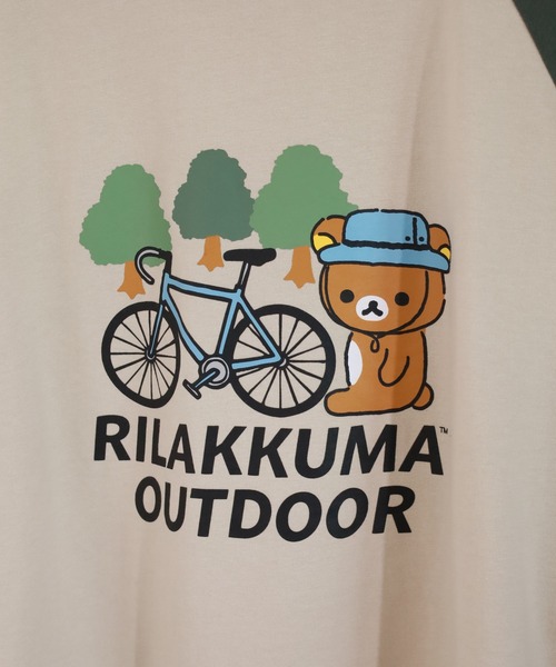 FUNALIVE(ファンアライブ)の「リラックマアウトドア 袖配色ラグランオーバーサイズTシャツ 半袖(Tシャツ/カットソー・メンズ・ブルー系その他/ベージュ系その他/ホワイト系その他・M/L/LL)」の8枚目の写真