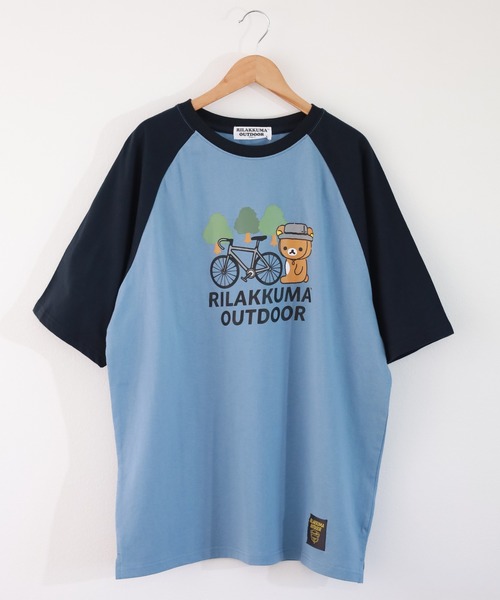 FUNALIVE(ファンアライブ)の「リラックマアウトドア 袖配色ラグランオーバーサイズTシャツ 半袖(Tシャツ/カットソー・メンズ・ブルー系その他/ベージュ系その他/ホワイト系その他・M/L/LL)」の5枚目の写真