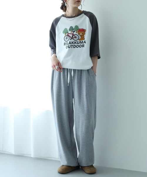 FUNALIVE(ファンアライブ)の「リラックマアウトドア 袖配色ラグランオーバーサイズTシャツ 半袖(Tシャツ/カットソー・メンズ・ブルー系その他/ベージュ系その他/ホワイト系その他・M/L/LL)」の15枚目の写真