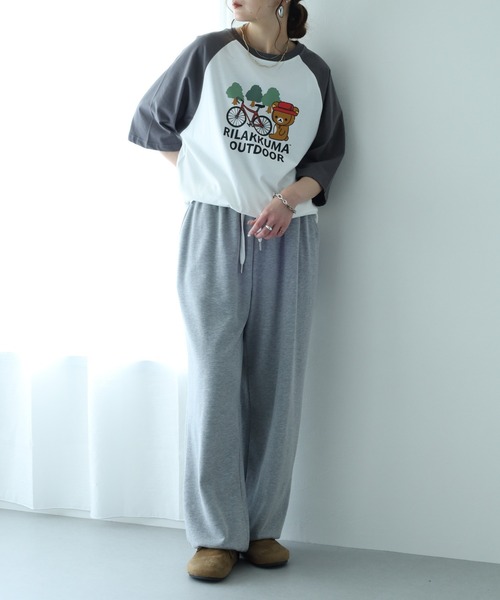 FUNALIVE(ファンアライブ)の「リラックマアウトドア 袖配色ラグランオーバーサイズTシャツ 半袖(Tシャツ/カットソー・メンズ・ブルー系その他/ベージュ系その他/ホワイト系その他・M/L/LL)」の16枚目の写真