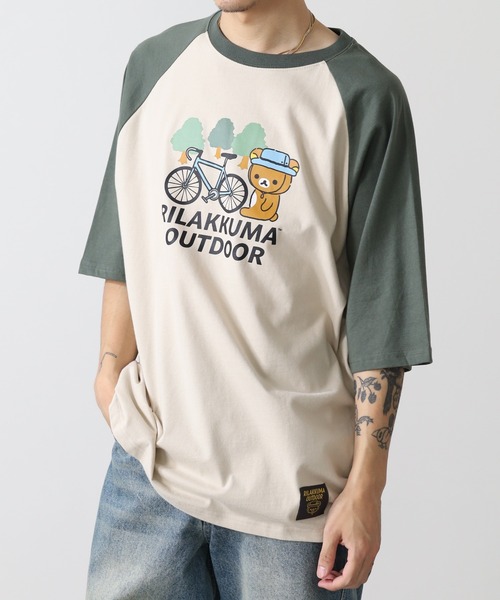 FUNALIVE(ファンアライブ)の「リラックマアウトドア 袖配色ラグランオーバーサイズTシャツ 半袖(Tシャツ/カットソー・メンズ・ブルー系その他/ベージュ系その他/ホワイト系その他・M/L/LL)」の17枚目の写真
