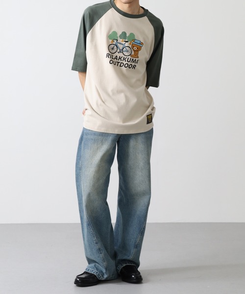 FUNALIVE(ファンアライブ)の「リラックマアウトドア 袖配色ラグランオーバーサイズTシャツ 半袖(Tシャツ/カットソー・メンズ・ブルー系その他/ベージュ系その他/ホワイト系その他・M/L/LL)」の19枚目の写真
