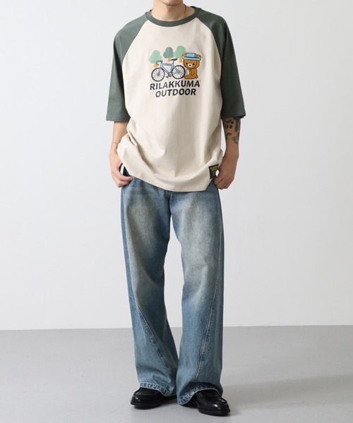 FUNALIVE(ファンアライブ)の「リラックマアウトドア 袖配色ラグランオーバーサイズTシャツ 半袖(Tシャツ/カットソー・メンズ・ブルー系その他/ベージュ系その他/ホワイト系その他・M/L/LL)」の20枚目の写真