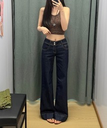 AMAJI（アマジ）の「ローライズ ダブルボタン フレアデニムパンツ（デニムパンツ）」