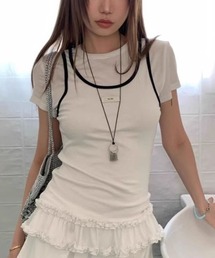 レイヤードフリルTシャツ