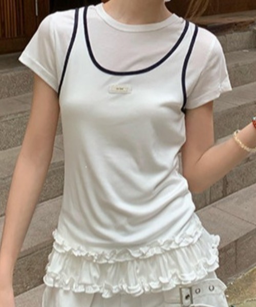 Vipoa（ヴィポア）の「レイヤードフリルTシャツ（Tシャツ/カットソー・レディース・ホワイト・FREE）」の7枚目の写真