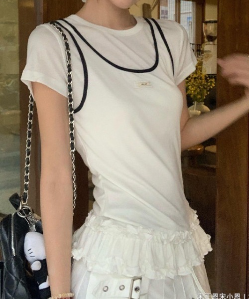 Vipoa（ヴィポア）の「レイヤードフリルTシャツ（Tシャツ/カットソー・レディース・ホワイト・FREE）」の9枚目の写真