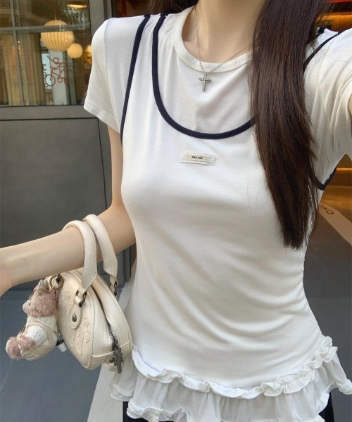 Vipoa（ヴィポア）の「レイヤードフリルTシャツ（Tシャツ/カットソー・レディース・ホワイト・FREE）」の16枚目の写真