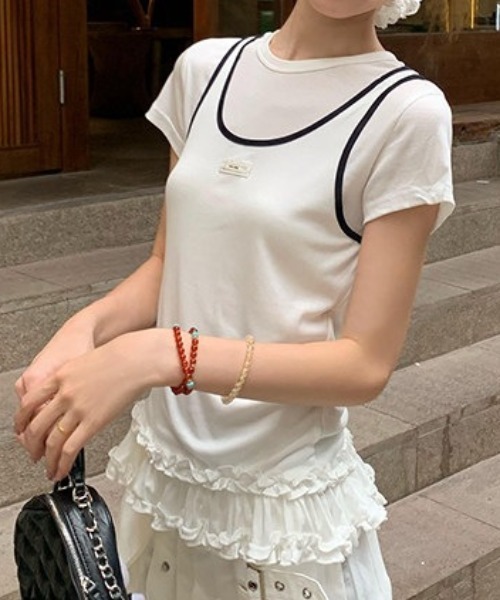 Vipoa（ヴィポア）の「レイヤードフリルTシャツ（Tシャツ/カットソー・レディース・ホワイト・FREE）」の18枚目の写真