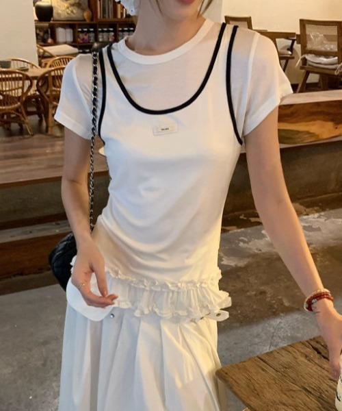 Vipoa（ヴィポア）の「レイヤードフリルTシャツ（Tシャツ/カットソー・レディース・ホワイト・FREE）」の2枚目の写真