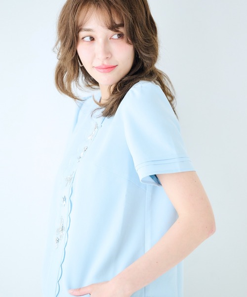 Chesty(チェスティー)の「バードブラウス(シャツ/ブラウス・レディース・オフホワイト/ブルー・0/1)」の12枚目の写真
