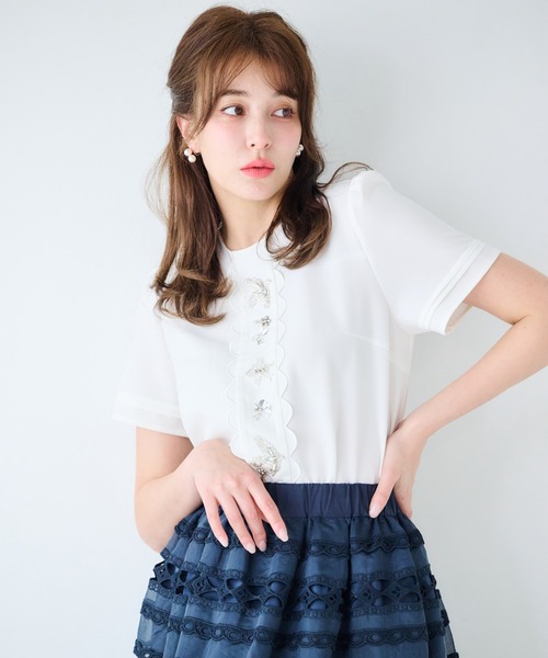 Chesty(チェスティー)の「バードブラウス(シャツ/ブラウス・レディース・オフホワイト/ブルー・0/1)」の5枚目の写真