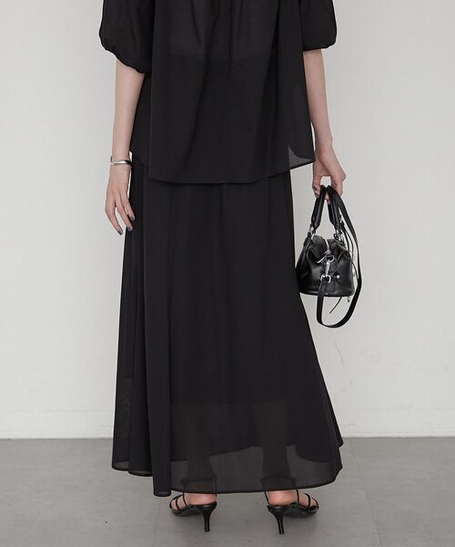LOUNGEDRESS(ラウンジドレス)の「《セットアップ可》【JAPAN MADE】カラミメッシュフレアスカート(スカート・レディース・ブラック/ブラウン・SMALL/MEDIUM)」の13枚目の写真