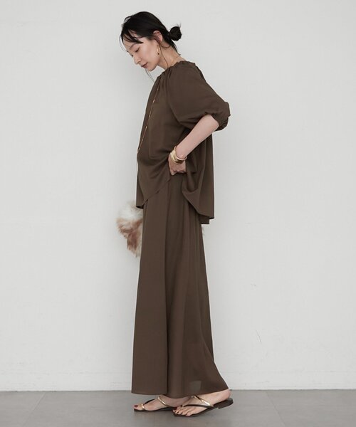 LOUNGEDRESS(ラウンジドレス)の「《セットアップ可》【JAPAN MADE】カラミメッシュフレアスカート(スカート・レディース・ブラック/ブラウン・SMALL/MEDIUM)」の10枚目の写真