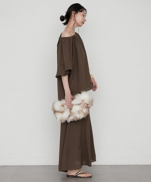 LOUNGEDRESS(ラウンジドレス)の「《セットアップ可》【JAPAN MADE】カラミメッシュフレアスカート(スカート・レディース・ブラック/ブラウン・SMALL/MEDIUM)」の7枚目の写真