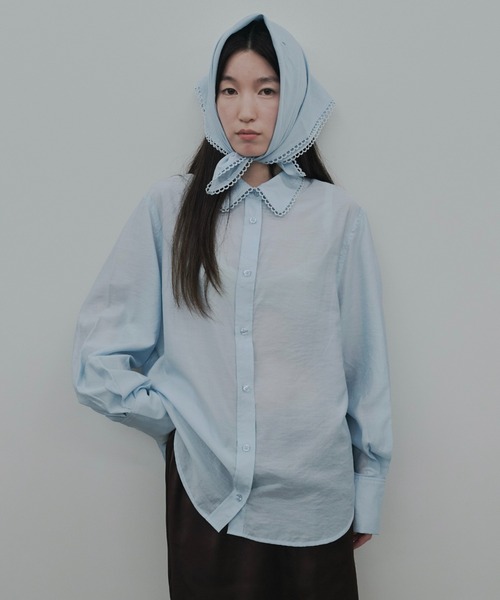 FEKETE(フェケテ)の「mulch-way scarf shirt / スカーフ付きマルチWAYシャツブラウス(シャツ/ブラウス・レディース・オフホワイト/サックスブルー/ミント・SMALL/LARGE/MEDIUM)」の3枚目の写真