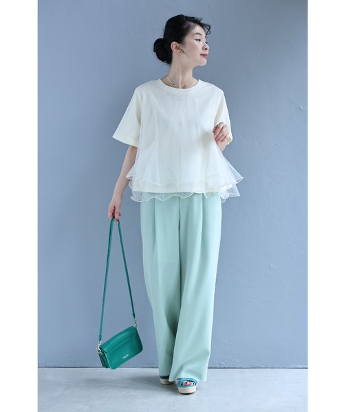 cawaii（カワイイ）の「波うつ2重チュールのベールTシャツトップス（Tシャツ/カットソー・レディース・グレー/アイボリー・FREE）」の19枚目の写真
