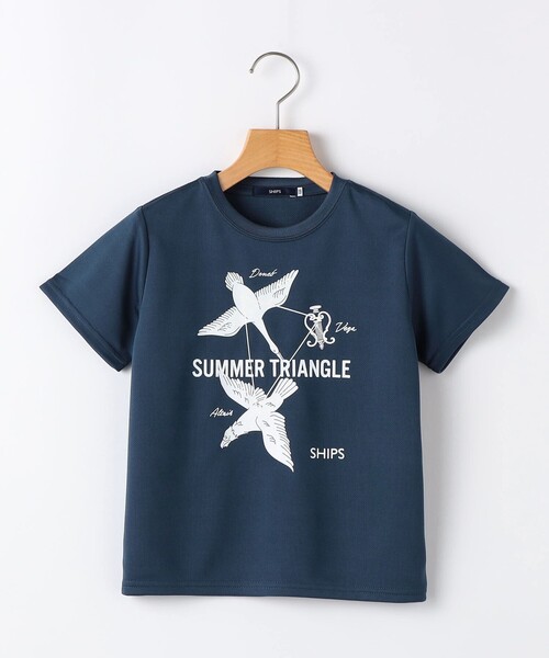 SHIPS(シップス)の「SHIPS KIDS:100~130cm /〈接触冷感/吸水速乾〉サマー トライアングル Tシャツ(Tシャツ/カットソー・キッズ・オフホワイト/ネイビー・100/110/120/130)」の2枚目の写真
